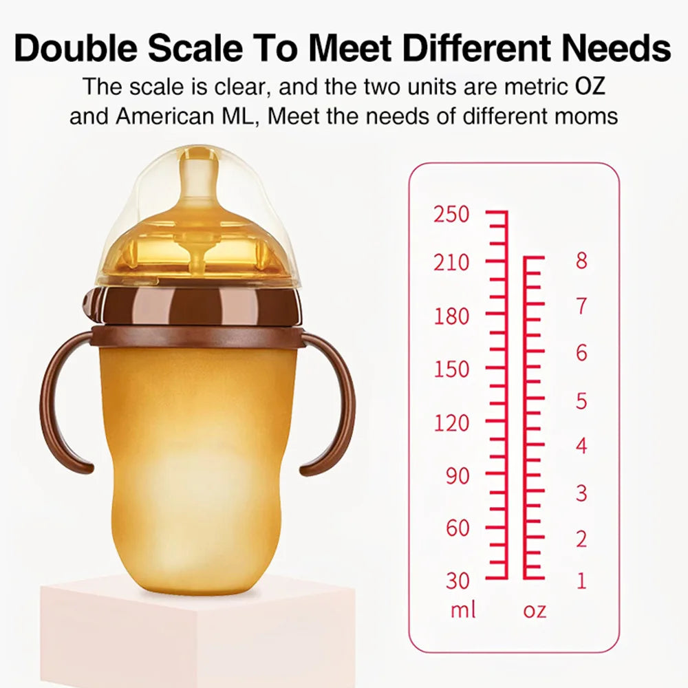 150ML/250ML Portable Baby Bottle Slicone Feeding Bottle With Handle Baby drop-resistant Bottles Newborn Bottle BPA Free