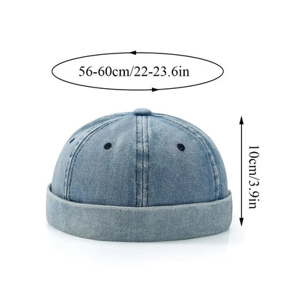 Fashion Denim Docker Cap Brimless Hat Solid Skullcap Solid Color Sailor Cap Beanie Hats Men Women Bucket Cap Adjustable Dad Hat