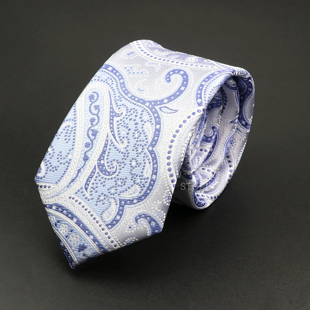 Mens Paisley Necktie - Grey Brown Green Wedding  Business Tie