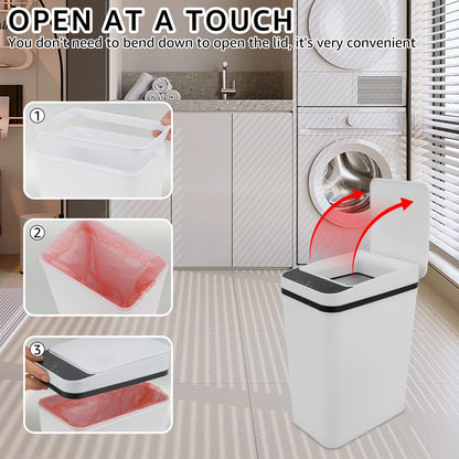 Touchless Infrared Trash Can - 12L Smart Sensor Wastebasket for Kitchen  Bathroom