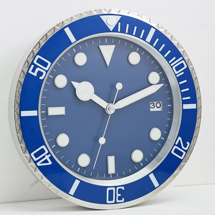 Luxury Metal Wall Clock - Modern 34cm Luminescent Home Decor