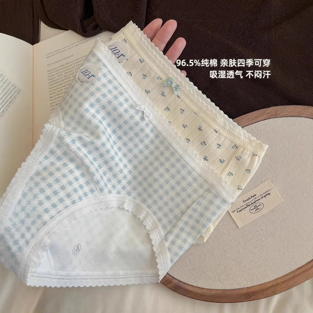 Fresh and Simple Style Class A Cotton 100A Antibacterial Extended Crotch Seamless Women's Triangle Underwear