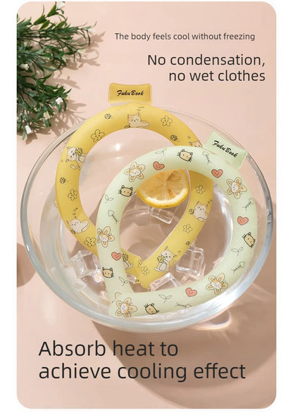 Hot! Japanese summer 28° heatstroke prevention cooling ice collar outdoor sports ice neck cooling ring cartoon PCM neck ring