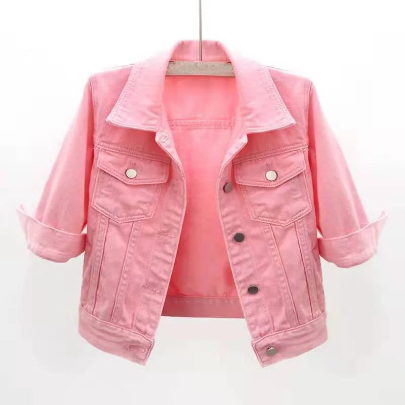 2025 New Spring Summer Women Short Denim Jacket  Fashion Slim Jeans Cape Coat