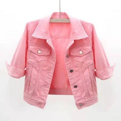 2025 New Spring Summer Women Short Denim Jacket  Fashion Slim Jeans Cape Coat
