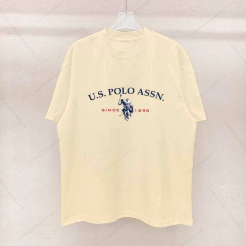 Simple Style Men's Cotton T-shirt Polo Letter Graphic Printing Casual Round Neck Men's Short-sleeved Top Free Shipping