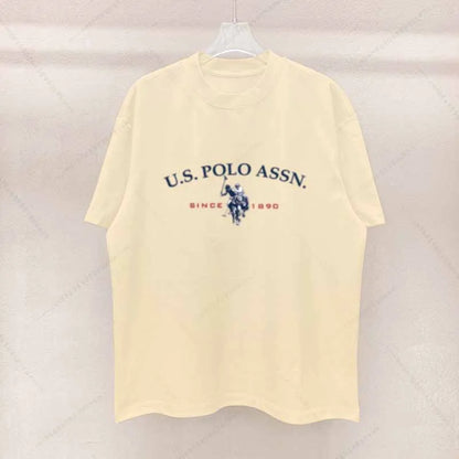Simple Style Men's Cotton T-shirt Polo Letter Graphic Printing Casual Round Neck Men's Short-sleeved Top Free Shipping