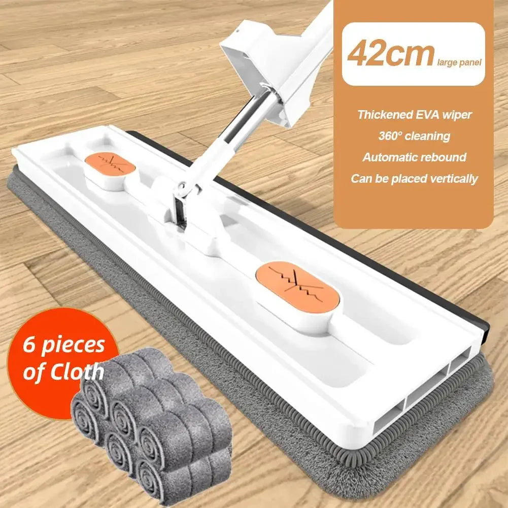 360 Rotating Microfiber Flat Mop - Self-Contained Lazy Floor Cleaner