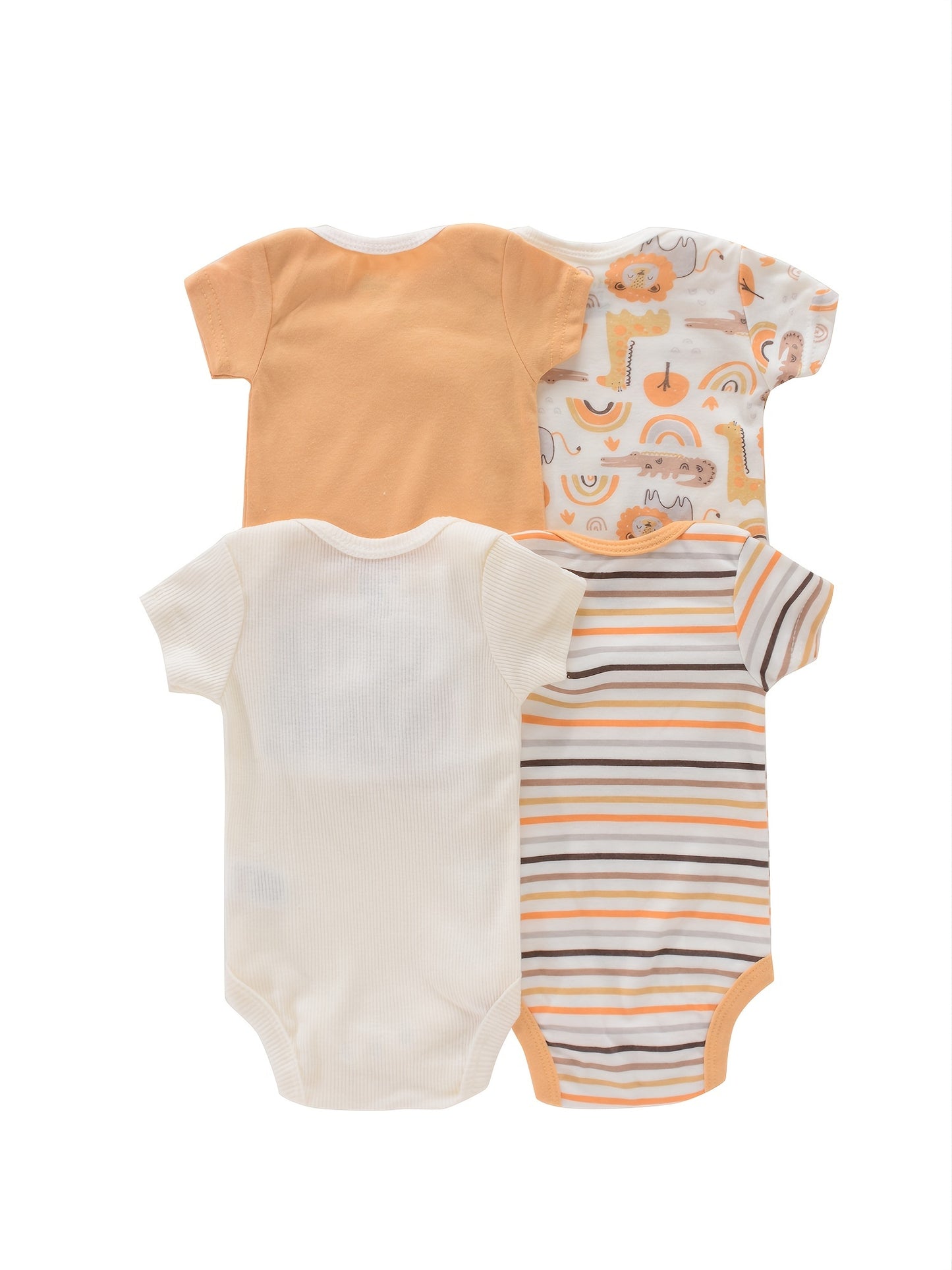 Baby Romper Onesies - Newborn Infant Bodysuit Set With Cartoon Animal Print
