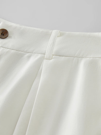 FSLE 2025 Summer Old Money Vest Wide-Leg Pants Set Vintage Tailored Two-Piece Adjustable Waist Eco Linen for Boardroom to Brunch