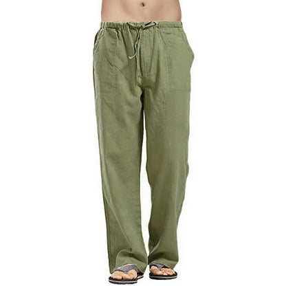 Cotton Linen Harem Pants Men Solid Elastic Waist Streetwear Joggers 2022 New Baggy Drop-crotch Pants Casual Trousers Men Running