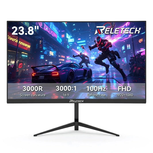 Curved Gaming Monitor Reletech 23.8 Inch 100Hz VA Panel 1080P HDR FreeSync