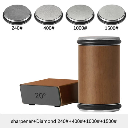 Rolling Knife Sharpener | Double Sided Diamond Sharpening Stone with Magnetic Angle