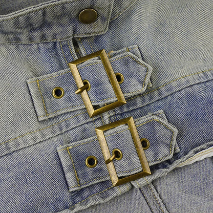 Women Fashion Denim Jacket Y2K Aesthetic Vintage Sexy Crop Tops Coat Japanese Harajuku Streetwear Female Spring Summer Outerwear