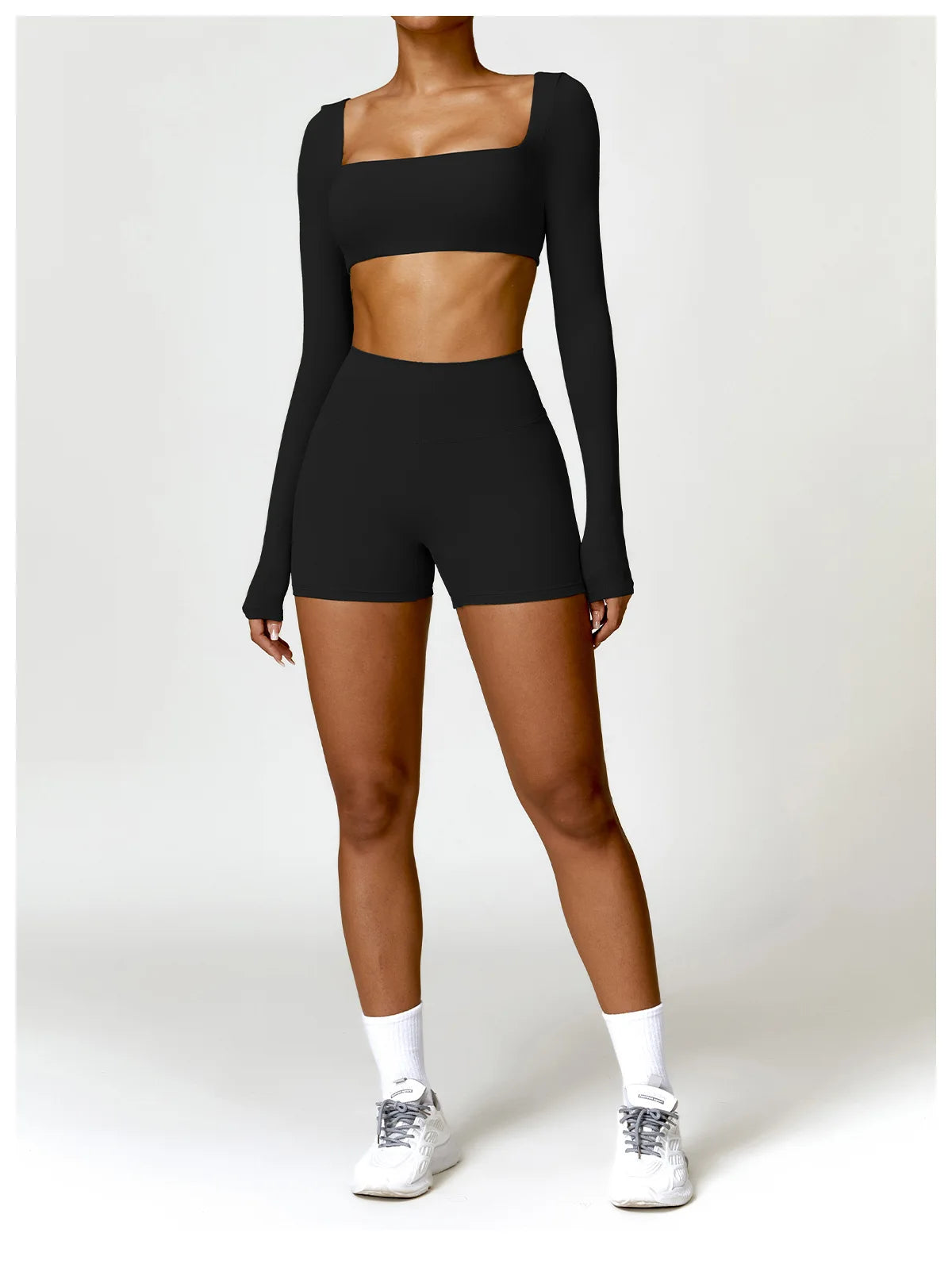 Women Yoga Suit - Quick Dry Gym Tracksuit With Long Sleeve Top & High Waist Leggings