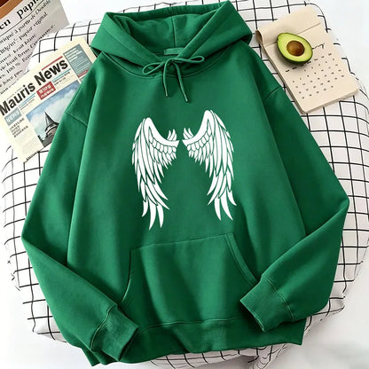 Retro Wing Print Hoodies Autumn Vintage Casual Hoodies Sweatshirts Y2k Women Harajuku Hoodie Sweatshirt