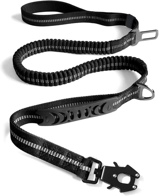 Reflective Shock Absorbing Pet Leashes with Car Seatbelt for Large Dogs Heavy Duty Tactical Bungee Dog Leash No Pull Dog Leash