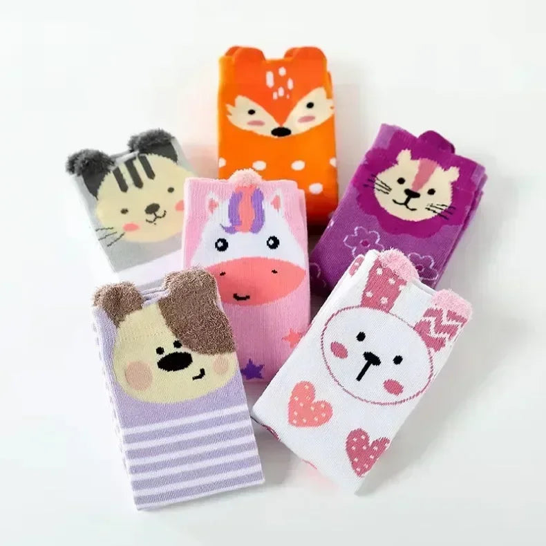 3-12Y Sweet Baby Kids Cotton Warmer Knee High Long Kawaii Socks Cartoon Animal Lovely Princess Girls Children Todder Stockings