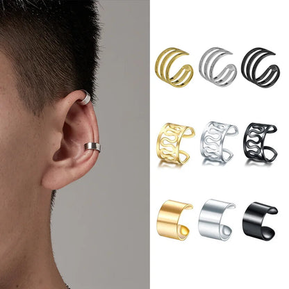 Men's Ear Cuff – Stainless Steel Non-Piercing Clip Earring (Single)