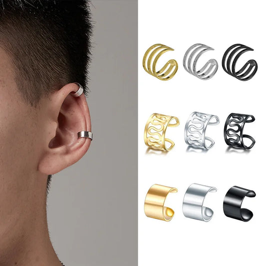 Men's Ear Cuff – Stainless Steel Non-Piercing Clip Earring (Single)