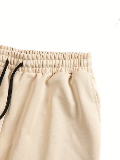 Men's Loose Street Style 7/8 Length Shorts Summer Casual Sports Elastic Waistband Pleated Hem Strong Draped Look