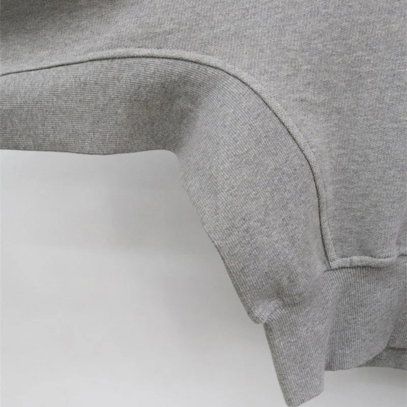 Fashion Waist Cinched Cropped Sweatshirts Women Autumn Harajuku Casual Oversized Pullover Lady Gray Long Sleeve Crewneck Hoodies