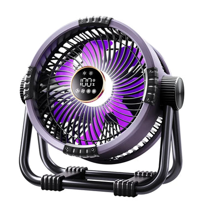 Multifunctional Outdoor Camping Fan Light Rechargeable Ceiling Fan with 3-speed Night Light and Power Bank Portable Fan
