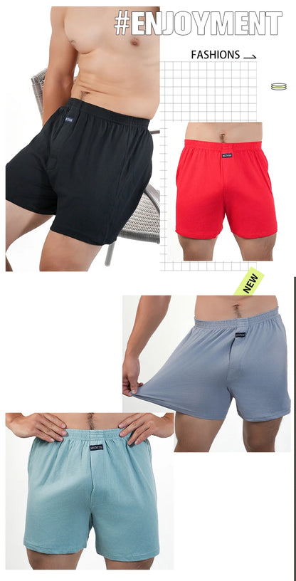 Mens Pure Cotton Boxer Shorts Man High Waist Big Underwear Casual Solid Underpants Plus Size Alo Pants Pajama Boxers M-3XL 2025