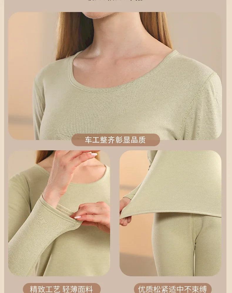 Men Wool Winter Long Sleeves Thermal Warm Thick Sweater Thermal Underwear Soft Fleece Lined Long Johns Set Thermal Clothes