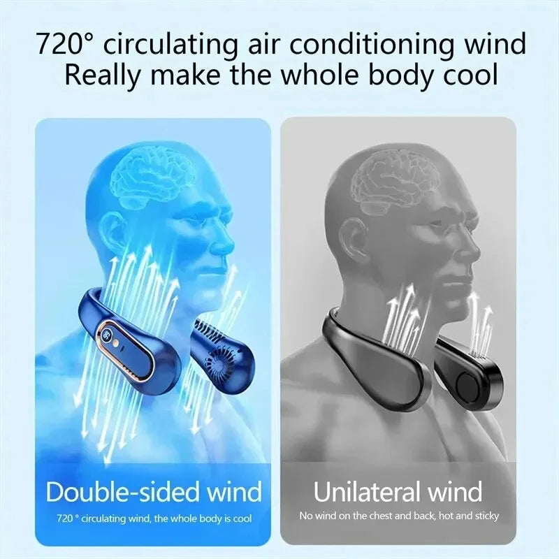 TINSOL New ceiling fan USB rechargeable portable small fan students office sports digital display ceiling fan hanging neck fan