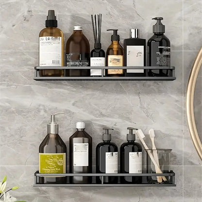Wall-Mounted Aluminum Bathroom Storage Rack - Cosmetic Organizer