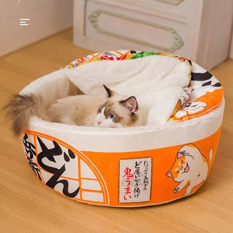 Pet Dog Cat House Kennel Super Large Instant Noodle Warm Dog Cat Nest Beds Cushion Udon Cup Noodle Pet Bed Cozy Nest