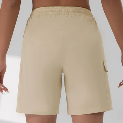 Loose Women Five-pointed Shorts with 4 Utility Pockets Summer Lightweight Quick-drying Cargo Shorts Outdoor Hiking Short