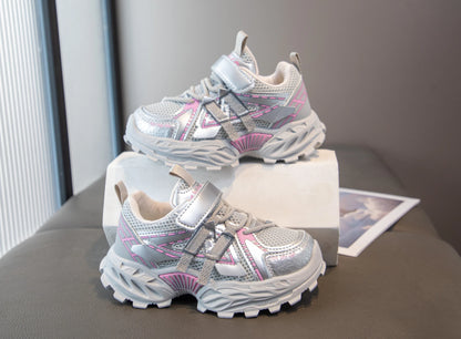Girls Sports Shoes – Breathable Kids Mesh Sneakers With Rubber Outsole & Hook And Loop Closure