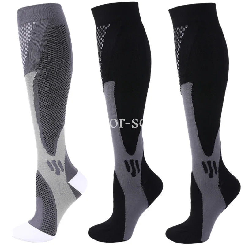Compression Sports Socks - 3 Pairs Anti Slip Knee High Socks for Football & Basketball