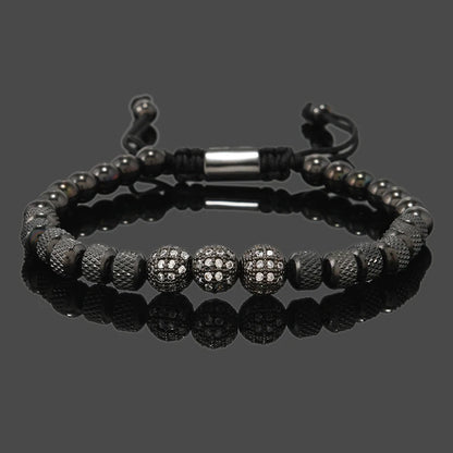 Luxury Royal Golden CZ Ball Man Bracelet Stainless Steel Beads Hand Jewelry Boy Gift