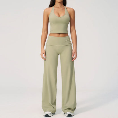 Women's Fitness Set Gym Tracksuit Breathable Sports Bra Flared Trousers Suit Workout Clothing Sportswear Female Athletic Wear