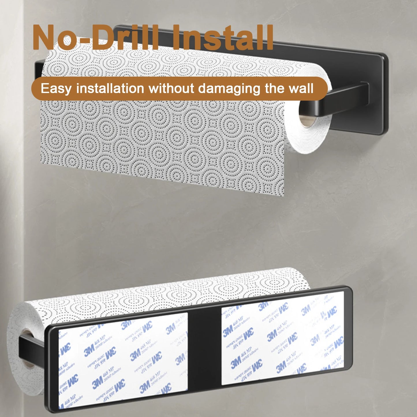 Paper Towel Holder - Adhesive Tissue Hanger & Toilet Paper Dispenser | Kitchen Towel Rack
