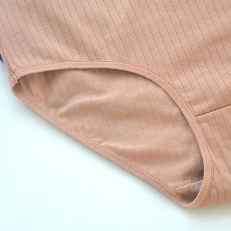 2Pcs/Set Women High Waist Cotton Panties Soft Stretch Tummy Control Ladies Rib Knit Underwear Sexy Lingerie Comfort Briefs S-XXL