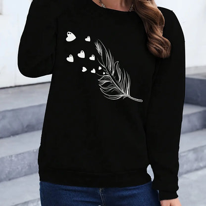Loose Sweatshirt Casual Long Sleeve Women Autumn and Winter  Comfortable Pullover Crewneck Loose Female Clothes Graphic Y2K Top
