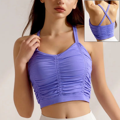 Front Zipper Sports Bra - Women's Athletic Crop Top, Push Up Wireless Fitness Tank