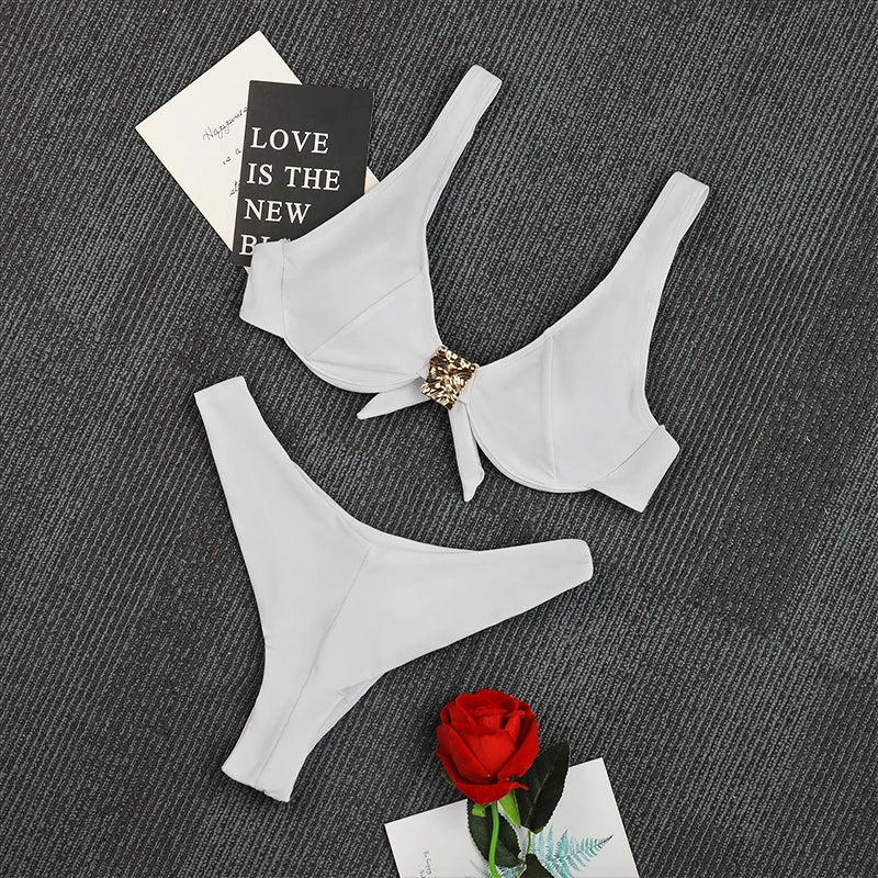 Push Up Swimwear - Sexy Brazilian Bikini Set With High Waist Two Piece Bathing Suit