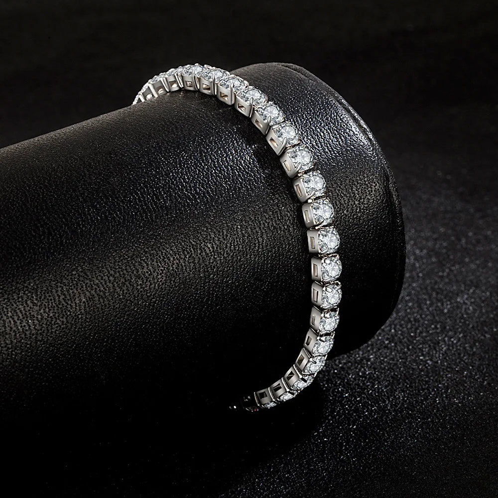 S925 Sterling Silver Tennis Bracelet - Zirconia Charm Jewelry for Women 4mm 16-20cm - ZOOMNSTORE