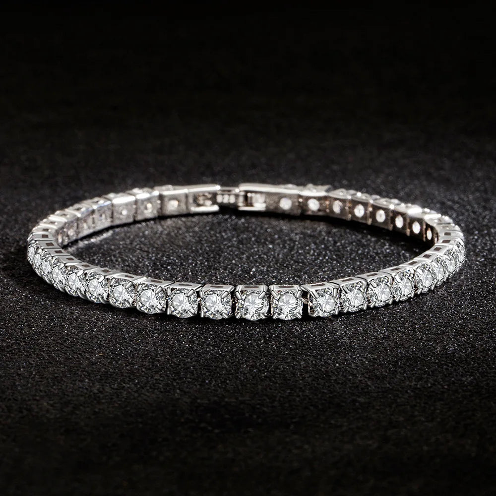 S925 Sterling Silver Tennis Bracelet - Zirconia Charm Jewelry for Women 4mm 16-20cm - ZOOMNSTORE