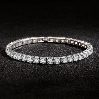 S925 Sterling Silver Tennis Bracelet - Zirconia Charm Jewelry for Women 4mm 16-20cm - ZOOMNSTORE