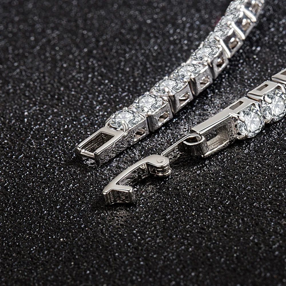 S925 Sterling Silver Tennis Bracelet - Zirconia Charm Jewelry for Women 4mm 16-20cm - ZOOMNSTORE