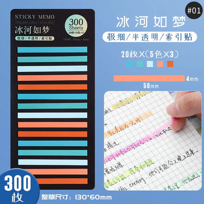 Transparent Rainbow Sticky Notepads - 300 Sheets Kawaii Memo Pad