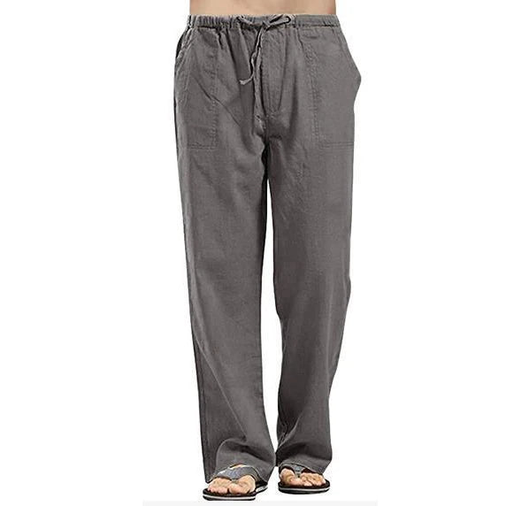 Cotton Linen Harem Pants Men Solid Elastic Waist Streetwear Joggers 2022 New Baggy Drop-crotch Pants Casual Trousers Men Running