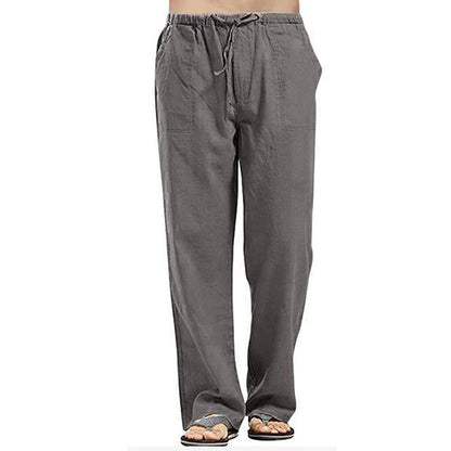 Cotton Linen Harem Pants Men Solid Elastic Waist Streetwear Joggers 2022 New Baggy Drop-crotch Pants Casual Trousers Men Running