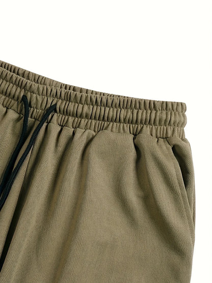 Men's Loose Street Style 7/8 Length Shorts Summer Casual Sports Elastic Waistband Pleated Hem Strong Draped Look